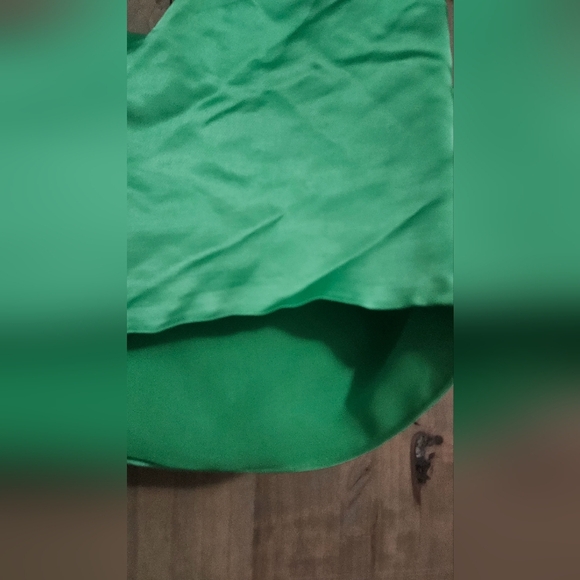 ZARA Intense Green Sstin Effect Asymmetric Wrap Front Tie Top. Size Small - Picture 14 of 14